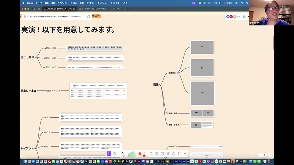 キャプチャ：実演：プレワイヤー（議論用の仮のワイヤー）