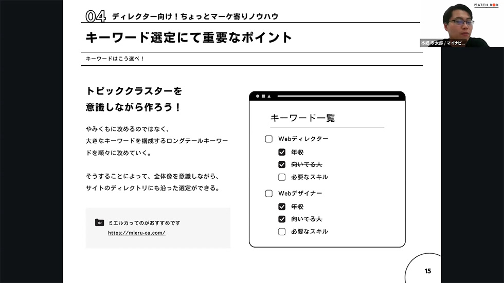 図:04 ディレクター向け!ちょっとマーケ寄りノウハウ「キーワード選定にて重要なポイント」