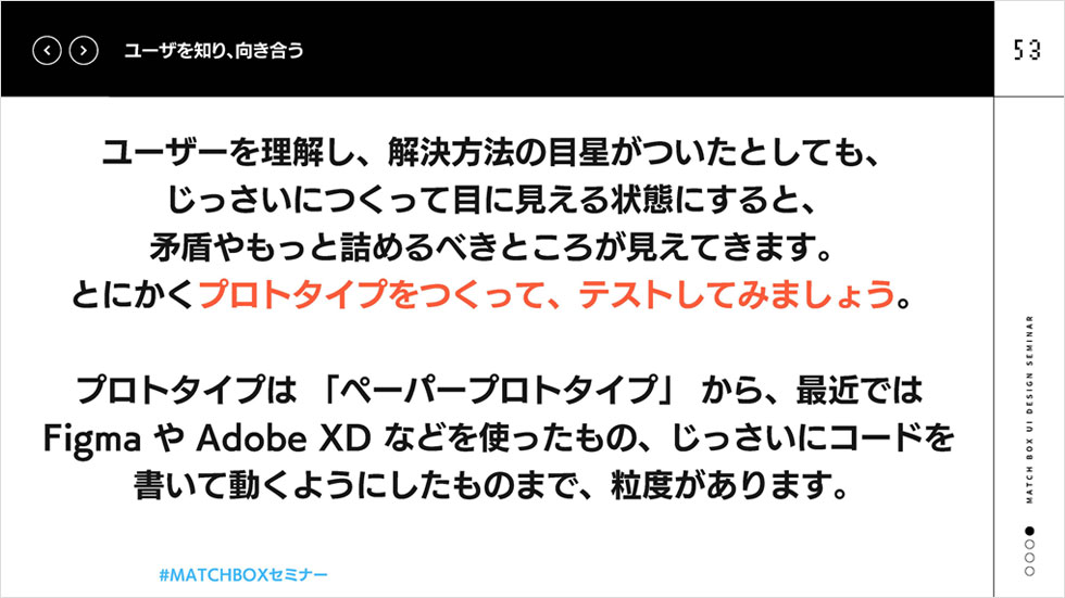 ユーザーを知り、向き合う プロトタイプをつくって、テストしてみる